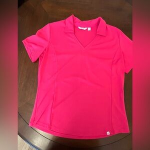 Lady Hagen Barbie Pink V-Neck Polo Top